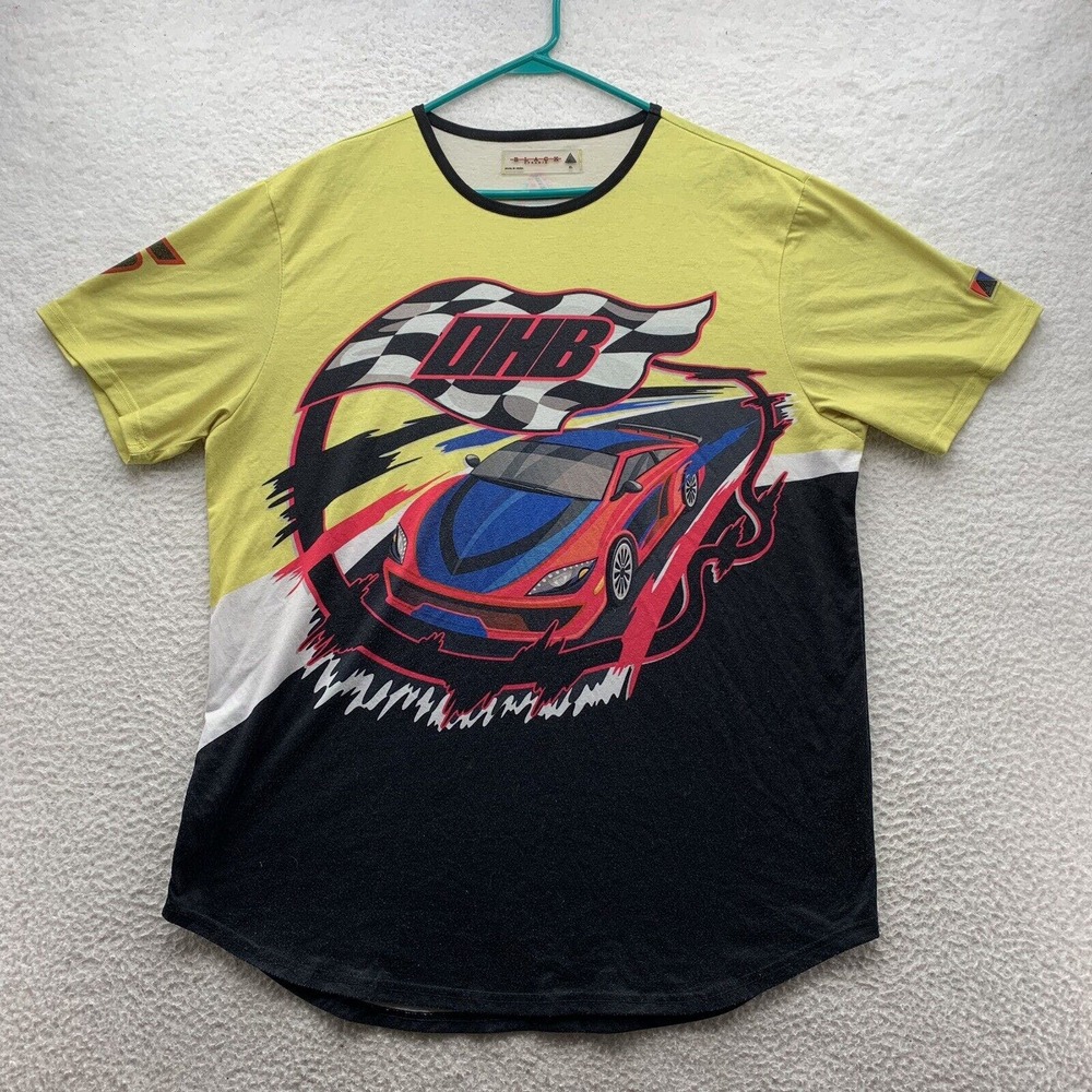 Black Pyramid T-Shirt Mens XL 5 Car Racing Graphic Yellow White Black Colorblock
